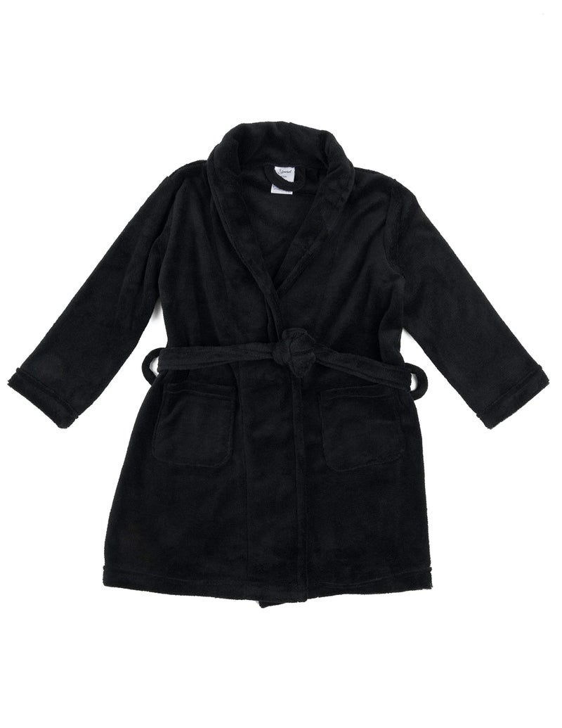 Leveret Kids Robe Boys Girls Bathrobe Shawl Collar Fleece Sleep Robe Black Size 14 Years - Image 2